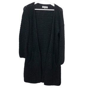 Apiece Apart Handknit Alpaca Cardigan XS Black Open Front Pockets Nepenthe $445